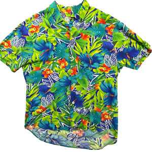 Jams World Vintage Hawaiian Shirt Men's XL Tropical Floral Print Made USA